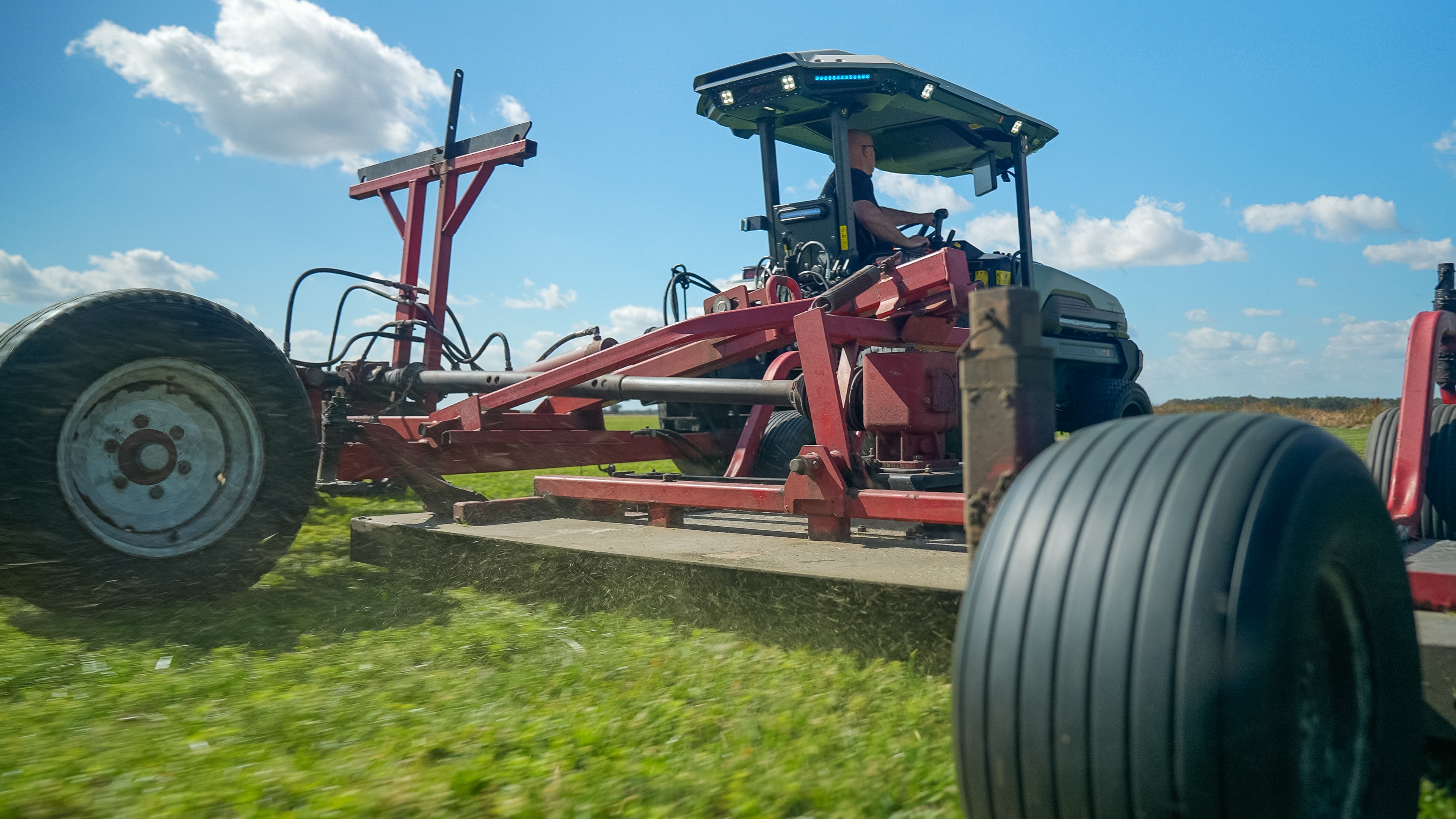 electric tractor has enough horsepower to meet a sod farm’s efficiency standards